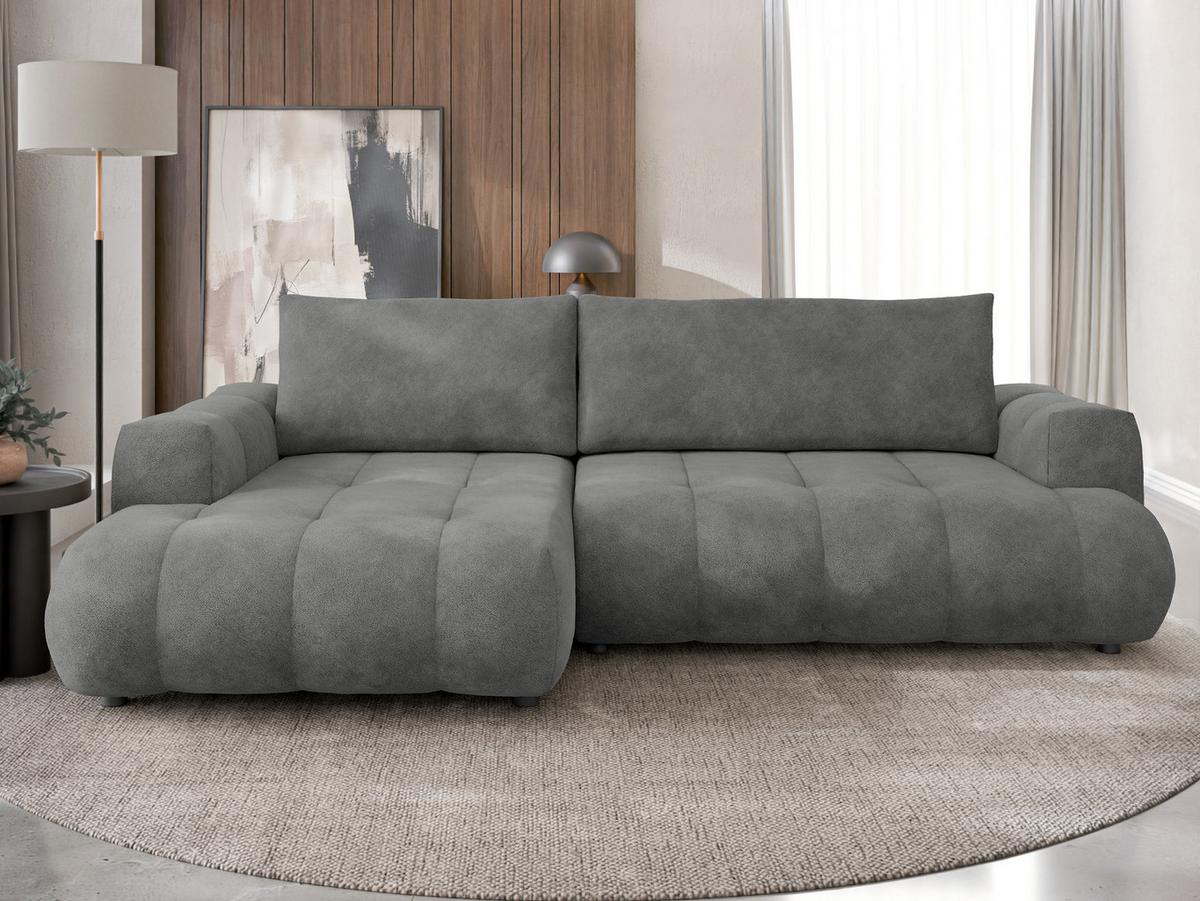 ECKSOFA Haiti, Seite: Links LC+2R - Schwarz/Grau, Holz/Textil (276/156cm) - MIRJAN24