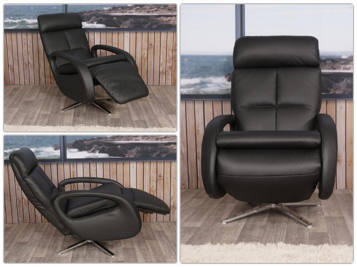 RELAXSESSEL Schwarz - Schwarz, Leder (70/109/147cm) - MCW