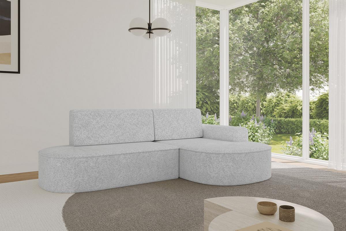 ECKSOFA mit Schlaffunktion und Bettkasten Ottomane Rechts MARI-L1-S - 283x167x73 cm Grau Tissu - Schwarz/Grau, Holzwerkstoff/Kunststoff (167/283cm) - ALTDECOR