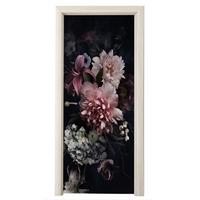 TÜRAUFKLEBER Blumen - Vintage - Pastell - Rosa - Weiß 80x215 cm - Türtapete - Altrosa, Kunststoff (80/0.1cm) - MuchoWow