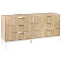KOMMODE mit 6 Schubladen Hellbraun Royalla - Hellbraun, Holzwerkstoff (140/68/40cm) - Beliani