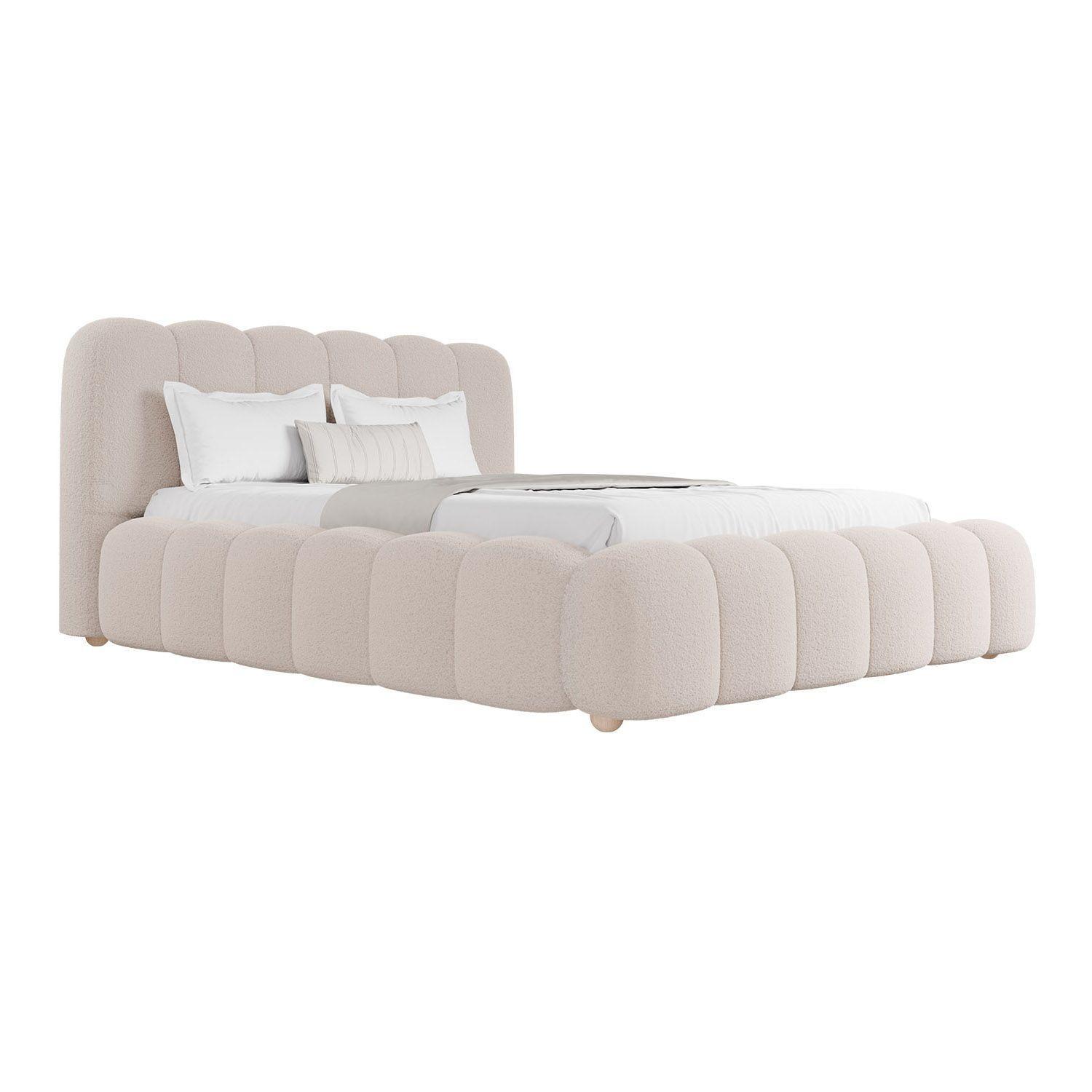 POLSTERBETT Catania 140/200 cm Beige Bouclé inkl Matratze - Beige, Textil (140/200cm) - Juskys