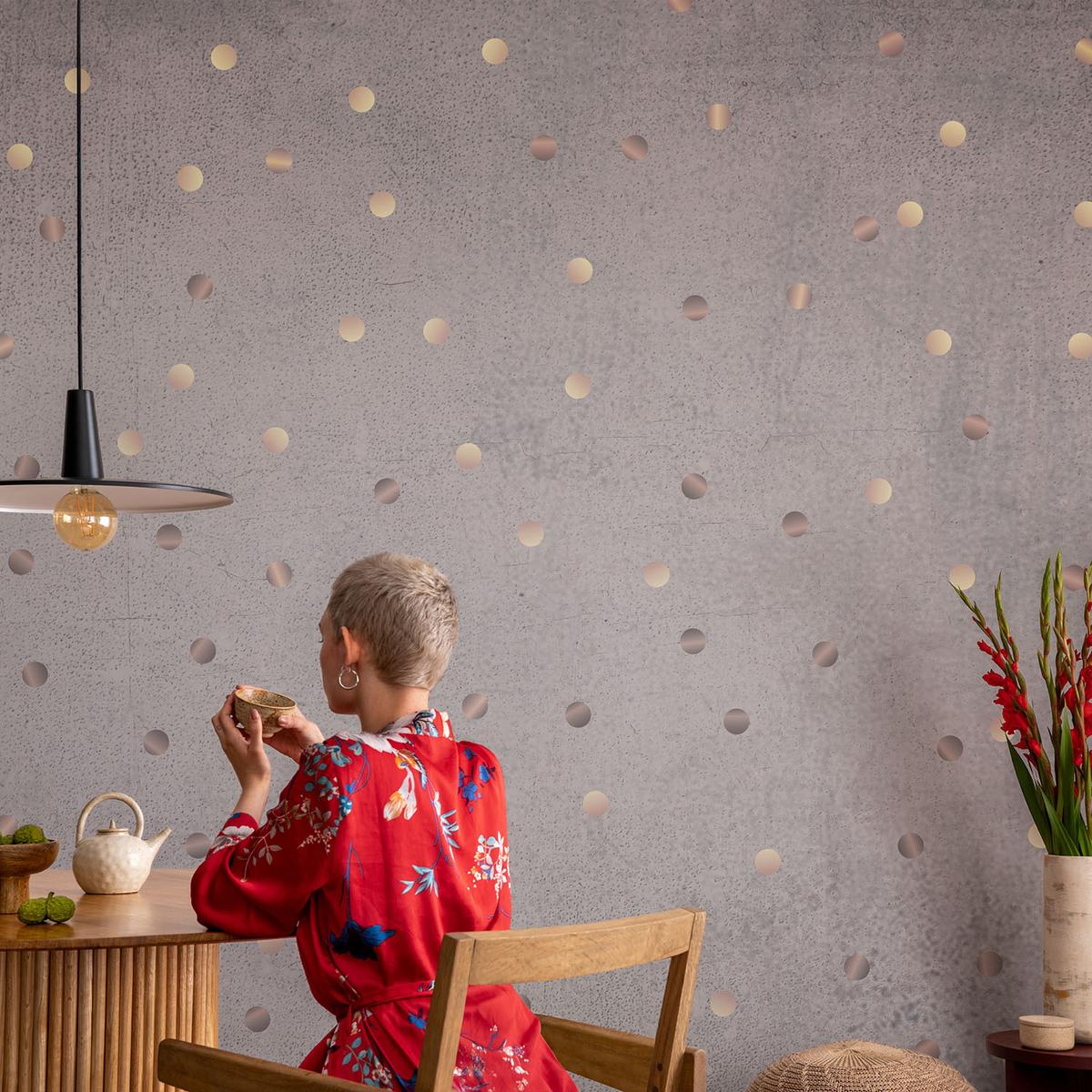 FOTOTAPETE 416x254 cm - Symmetrische Punkte - Grau, Textil (416/254cm) - Wallfluent
