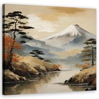 WANDBILD landschaft fluss natur berge - Beige, Textil (40/40cm) - Feeby