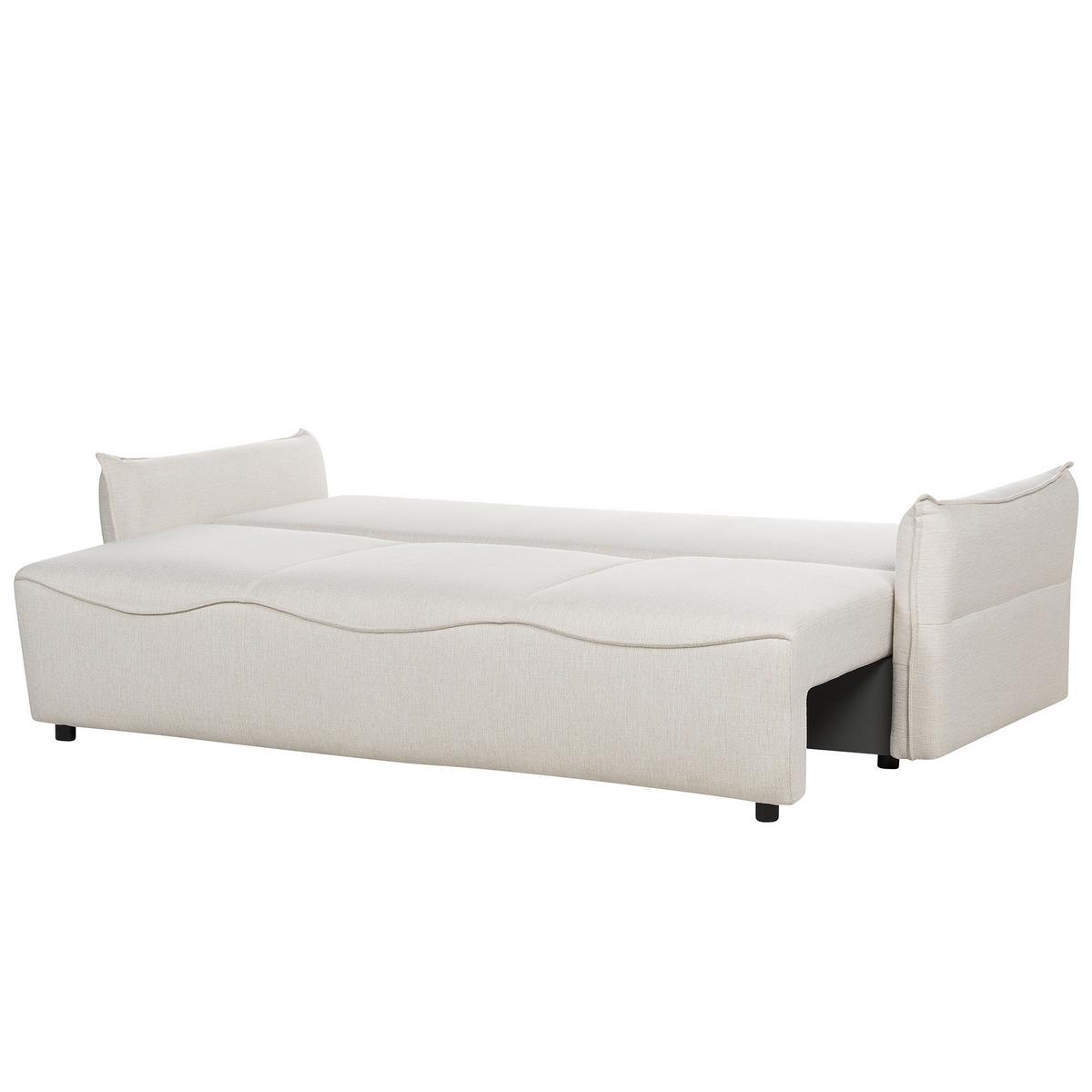 3-SITZER-SCHLAFSOFA cremeweiß mit Stauraum Krama - Schwarz/Weiß, Textil (225/62/93cm) - Beliani