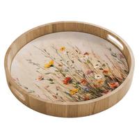 TABLETT Wildblumen - Pinselstriche - Ruhig 40x40 cm - Multicolor, Holz (40/5/5cm) - OnlyWow