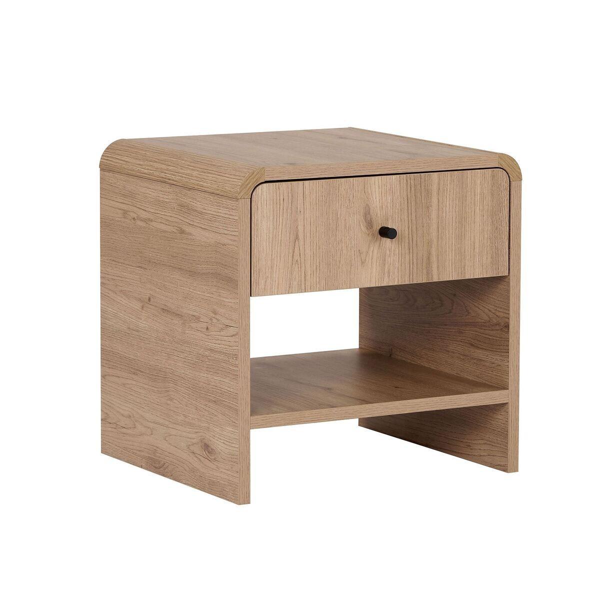 NACHTTISCH mit 1 Schublade und 1 Nische mit abgerundeten Kanten 40/45/45 cm - Eichefarben, Holzwerkstoff (40/45/17cm) - Calicosy