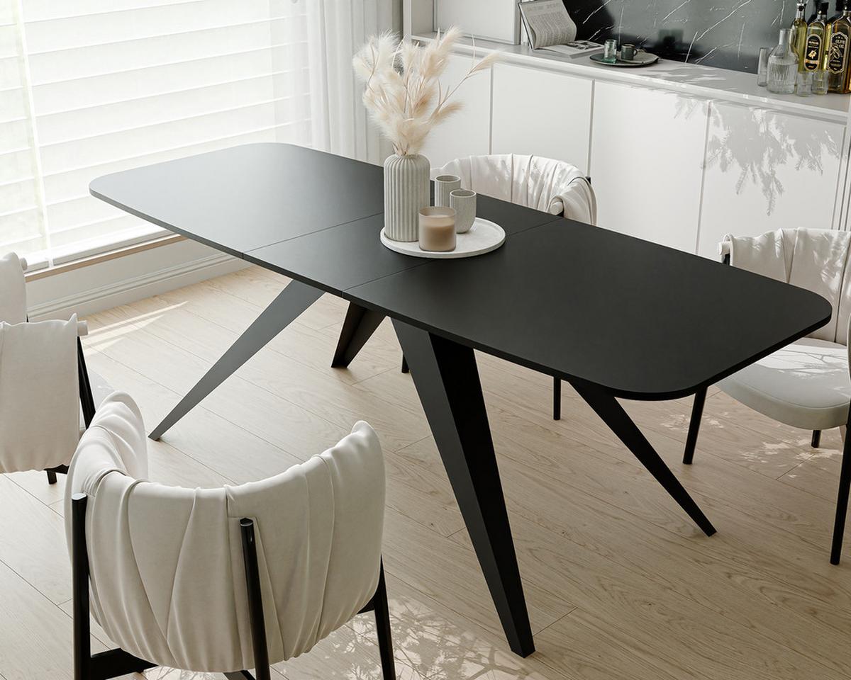 AUSZIEHTISCH FENTO 180/90/76 cm, Schwarz - Schwarz, Holzwerkstoff/Metall (90/180/76cm) - Idohome