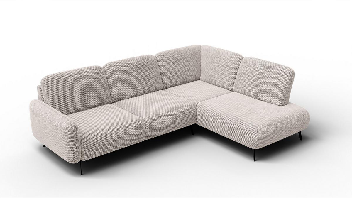 ECKSOFA FEBE 5-Sitzer rechts, beige - Beige/Schwarz, Holz/Textil (271/190cm) - Wozimo