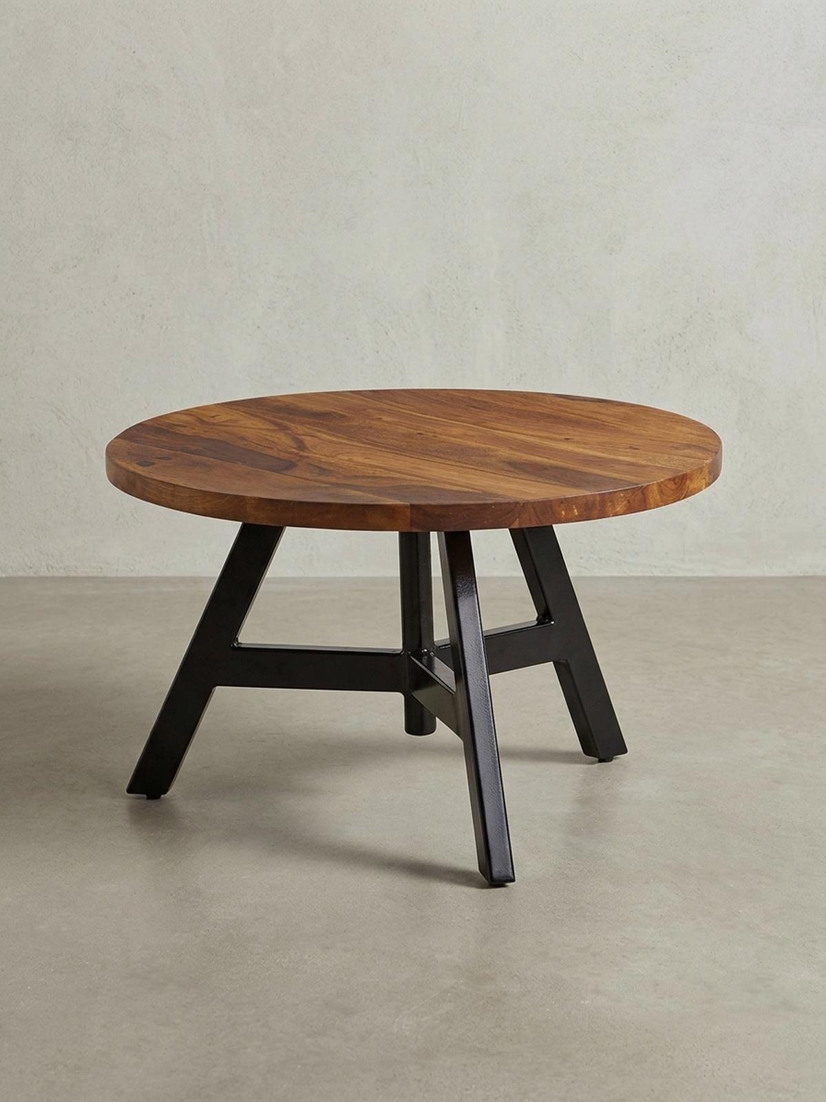 COUCHTISCH aus Sheesham Massivholz mit Metallgestell, Maße 60x60x35 cm - Schwarz/Braun, Holz/Metall (60/60/35cm) - KADIMA DESIGN
