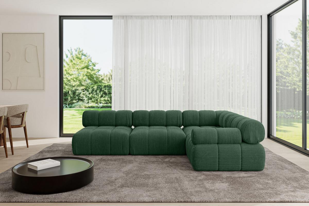 ECKSOFA modulares Sofa Mende-L2 - 285x190x70 cm Grün Cord - Grün, Holzwerkstoff/Textil (285/190cm) - ALTDECOR