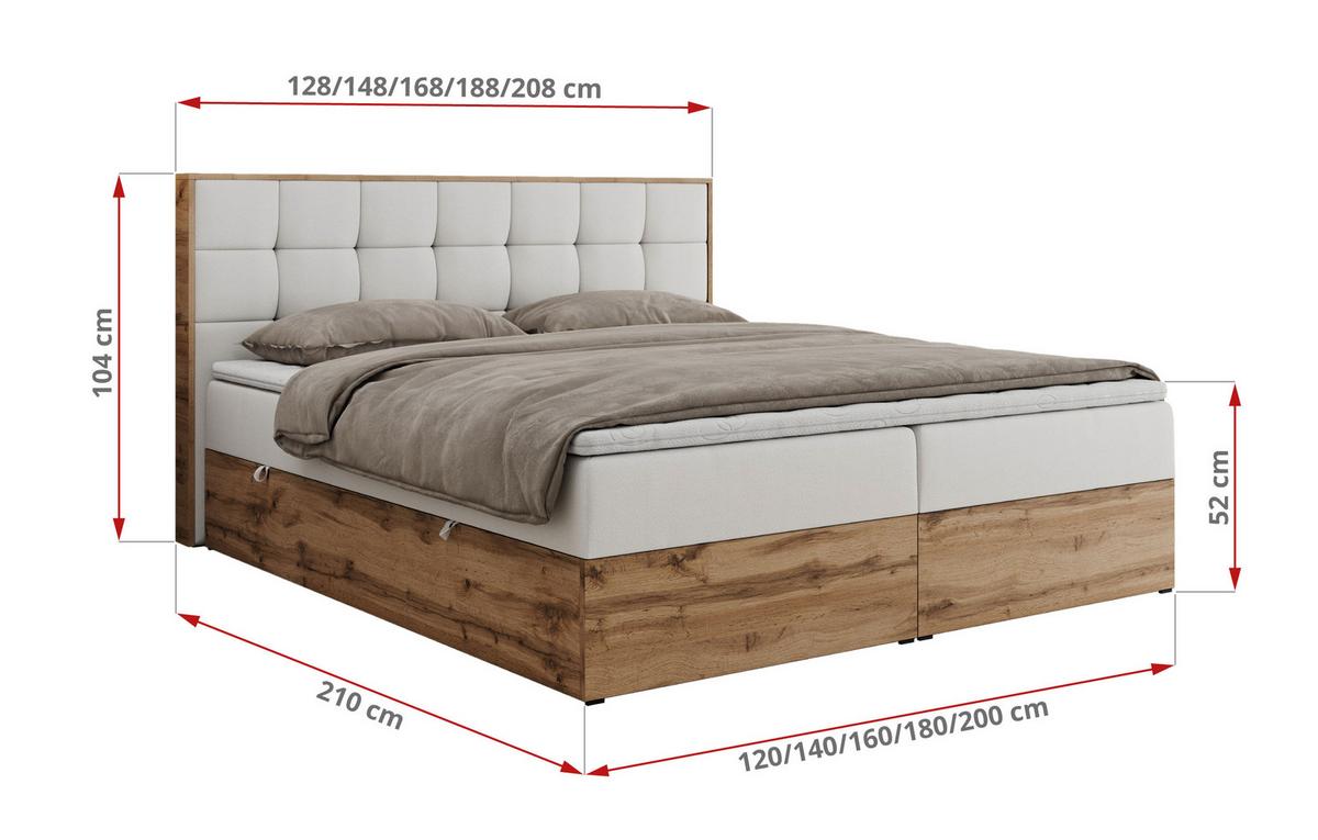 BOXBETT ALBERO 1 - 140/200 Weiß Kunstleder - H4 - Weiß, Holz/Textil (140/200cm) - MKS