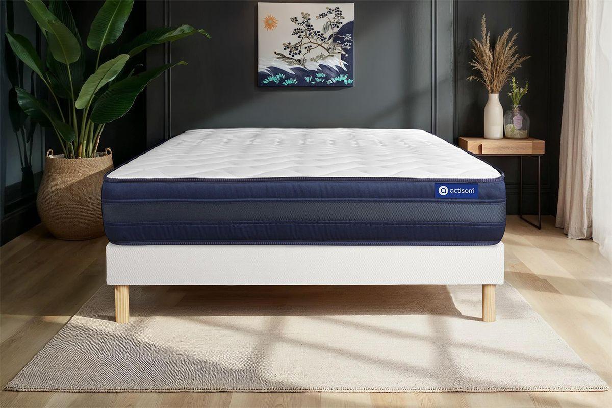 BETT Actilatex tech Latex und Memory-Schaum 80 x 200 cm h4 - Kit Bettgestell Weiß - Beige/Weiß, Karton/Holz (80/200cm) - ACTISOM