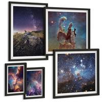BILDER SET 5er Set - 50x50 cm & 20x30 cm & 40x60 cm Schwarzer Rahmen - Wasserfall in der Schlucht - Schwarz, Kunststoff (40/60cm) - TULUP