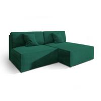 ECKSOFA FIORO M Grün Velours-Stoff mit Schlaffunktion - Grau/Grün, Holz/Kunststoff (204/148cm) - MASSENO