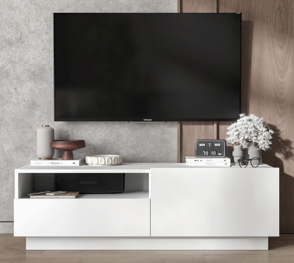 TV-SCHRANK Enjoy Weiß matt Loft Schublade 120 cm - Weiß, Holzwerkstoff (120/37/35cm) - Meble Lindner