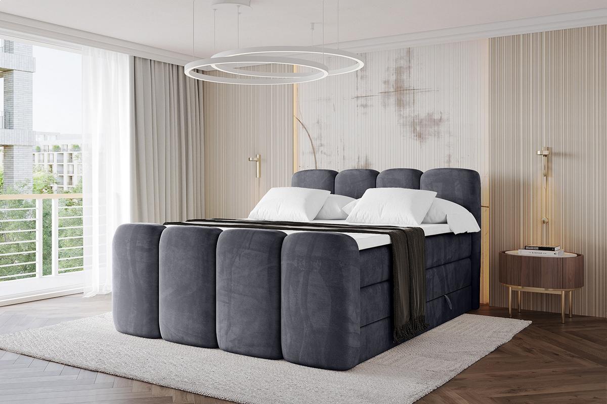 BOXBETT mit Matratze H3|H4 und Lattenrost - NINA-Z KING - 140x200 cm Casablanca - Dunkelgrau - Dunkelgrau, Holzwerkstoff (140/200cm)