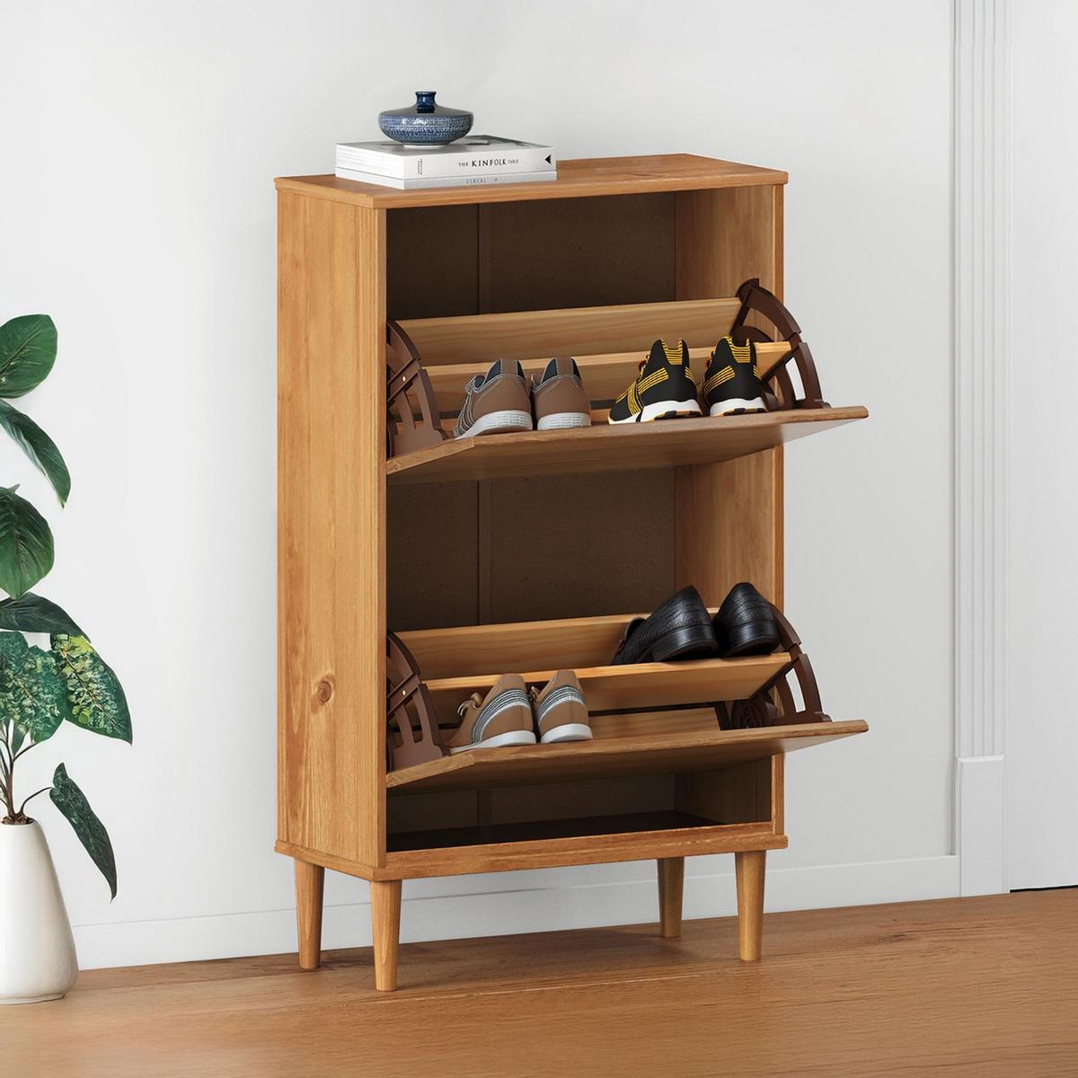 SCHUHKIPPER MIKKA Eiche - Eichefarben, Holz (59/96/25cm) - IDIMEX