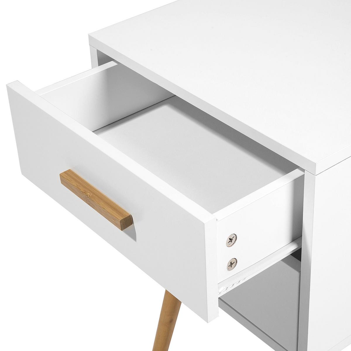 NACHTTISCH weiß 2 Schubladen Alabama - Hellbraun/Weiß, Holzwerkstoff (40/61/40cm) - Beliani
