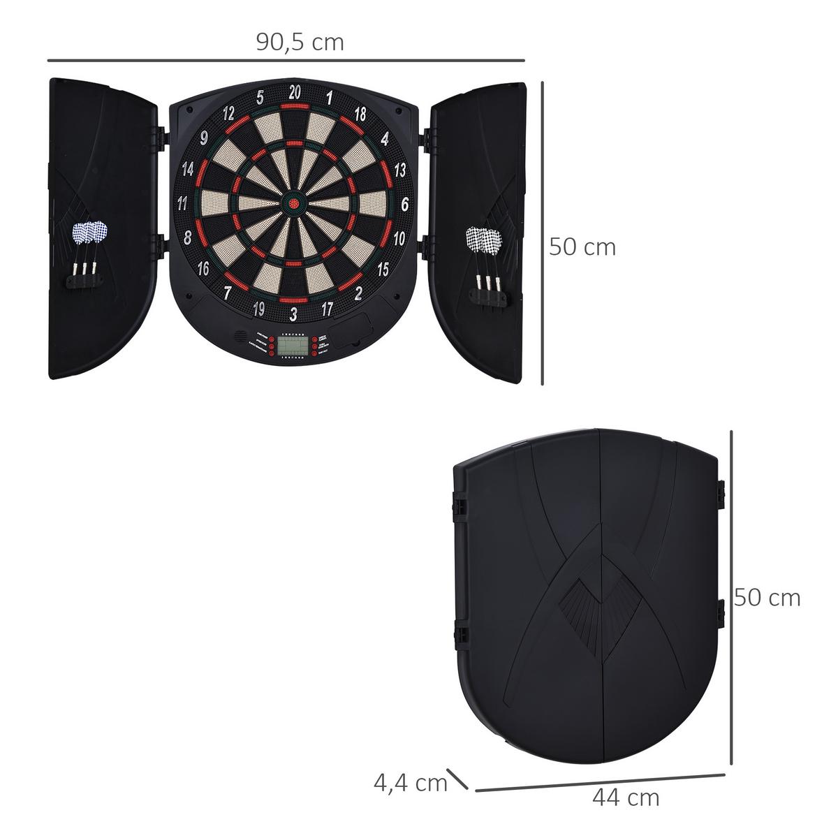 ELEKTRONISCHE Dartscheibe - Schwarz, Kunststoff (44/50cm) - HOMCOM