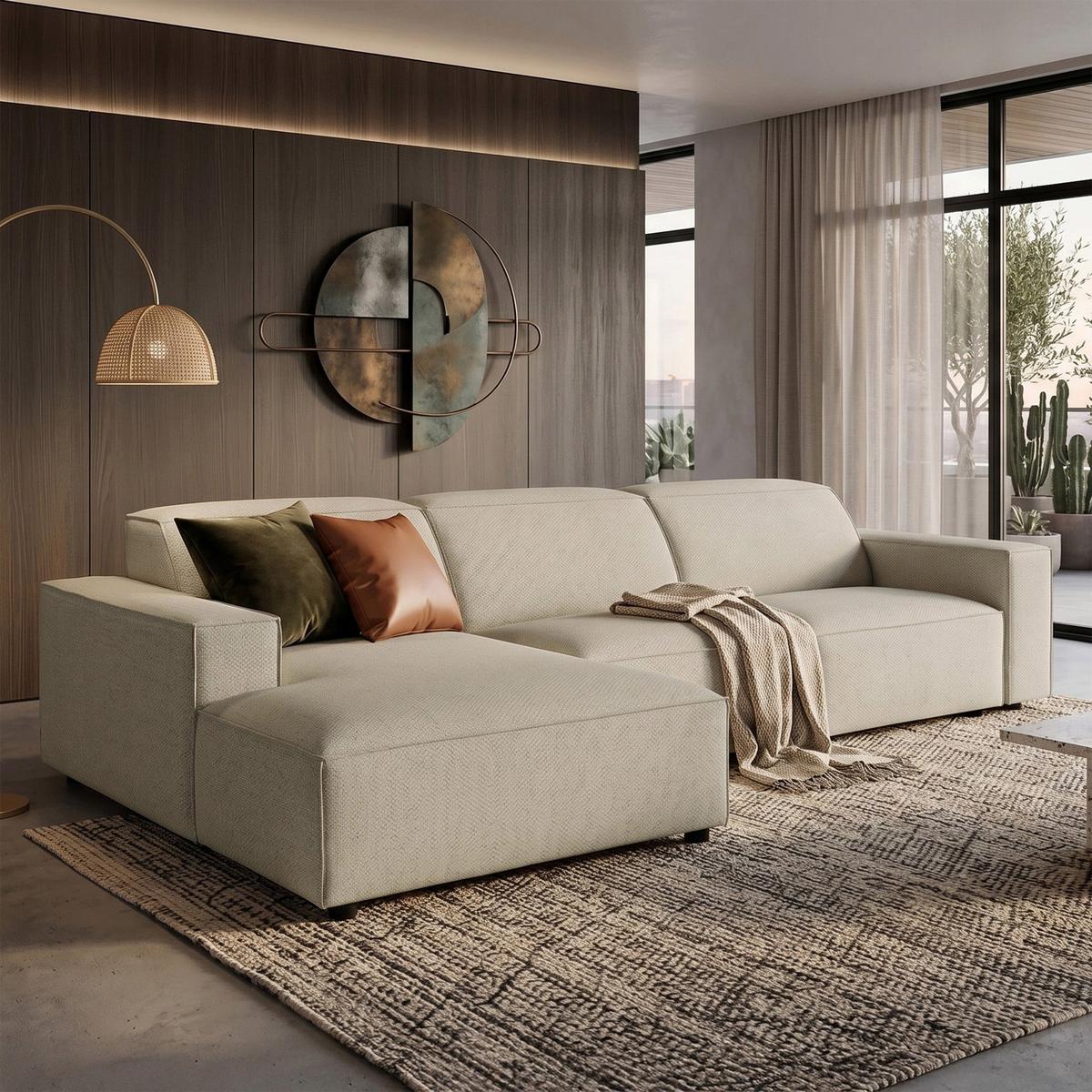 ECKSOFA Sellmo 287 cm - Taupe/Schwarz, Kunststoff/Textil (292/166cm) - Selsey