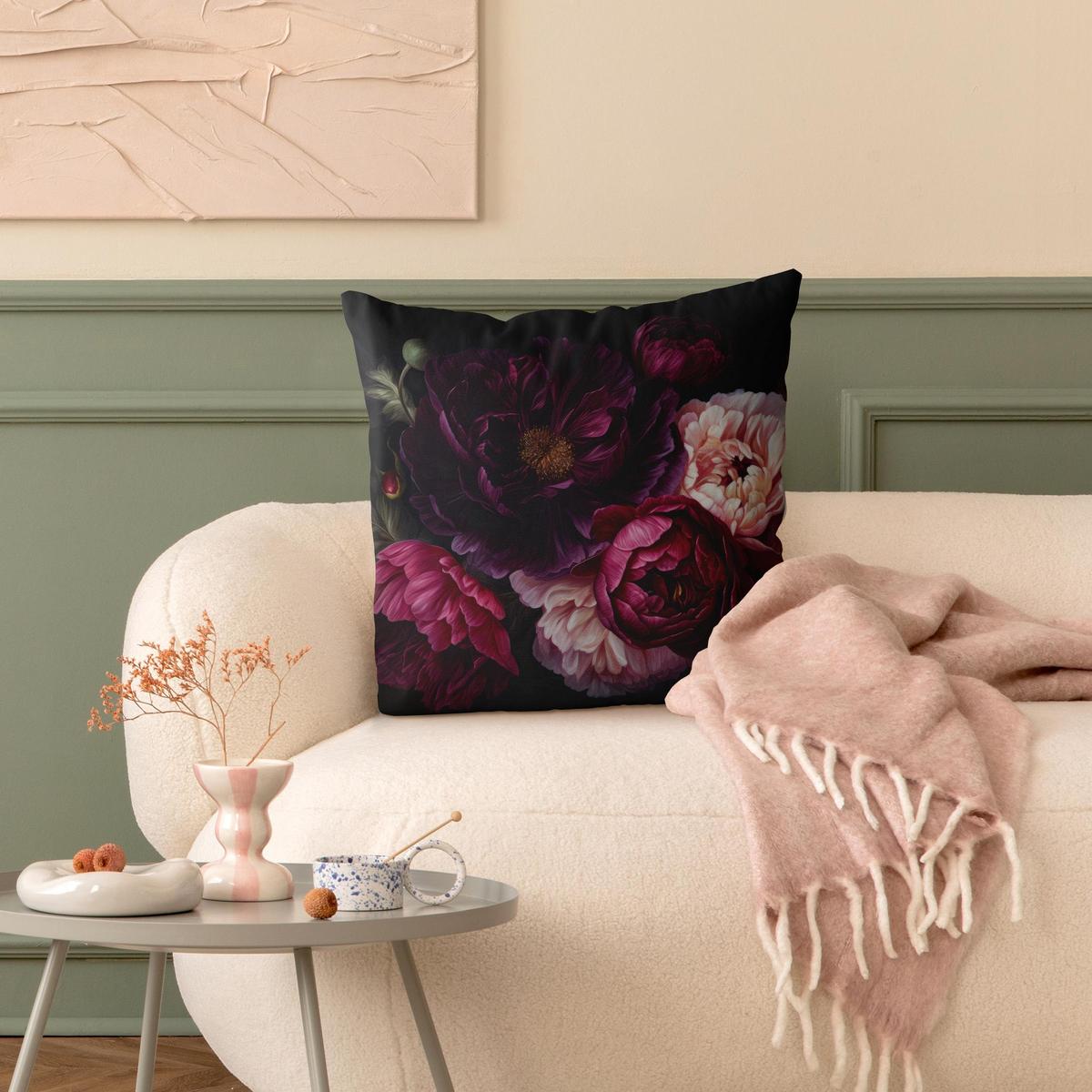 KISSENBEZUG Dunkle purpurne Blüten 40/40 cm - Violett, Textil (40/40cm) - Bilderwelten