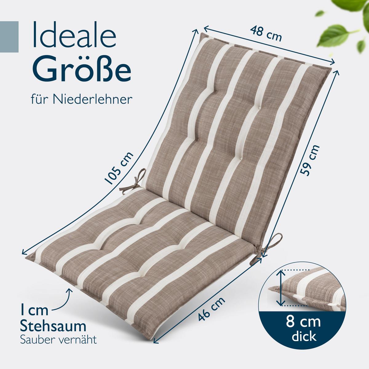 NIEDERLEHNER Sun-NL 105x50x8cm Beige-Weiß-Gestreift (3tlg) - Beige, Textil (50/100cm) - Beautissu 