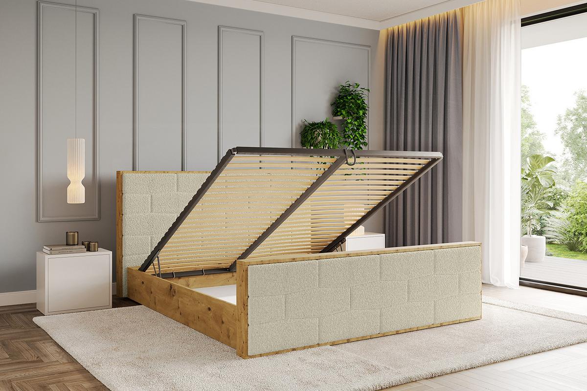 POLSTERBETT mit Bettkasten, Fußteil und Lattenrost, Boxbett mit Matratze H3/H4 - ENZO8-Z 120x200 Beige - Taupe, Holzwerkstoff/Textil (120/200cm) - ALTDECOR