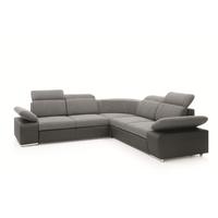 ECKSOFA TRENTO Grau Geflochtener Stoff mit Schlaffunktion - Grau, Holz (281/281cm) - MASSENO