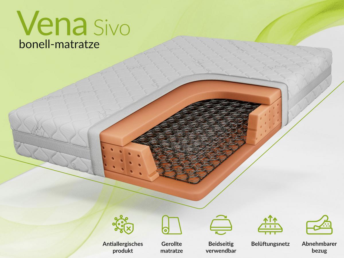 FEDERKERNMATRATZE VENA - 120/200 - H3 - Sivo - Weiß, Textil (120/200cm) - MKS