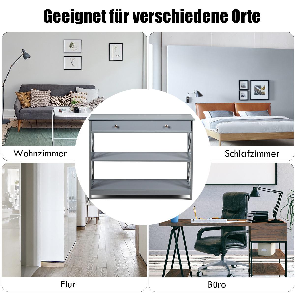 KONSOLENTISCH Grau - Grau, Holzwerkstoff (30/100/80cm) - COSTWAY