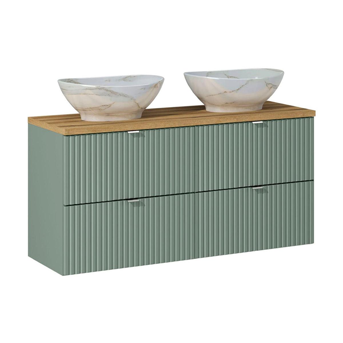 BADMÖBEL 120.4cm Jade 2er-Set Grün und Holz - Grün, Holzwerkstoff (120.4/59/40cm) - Petits-meubles