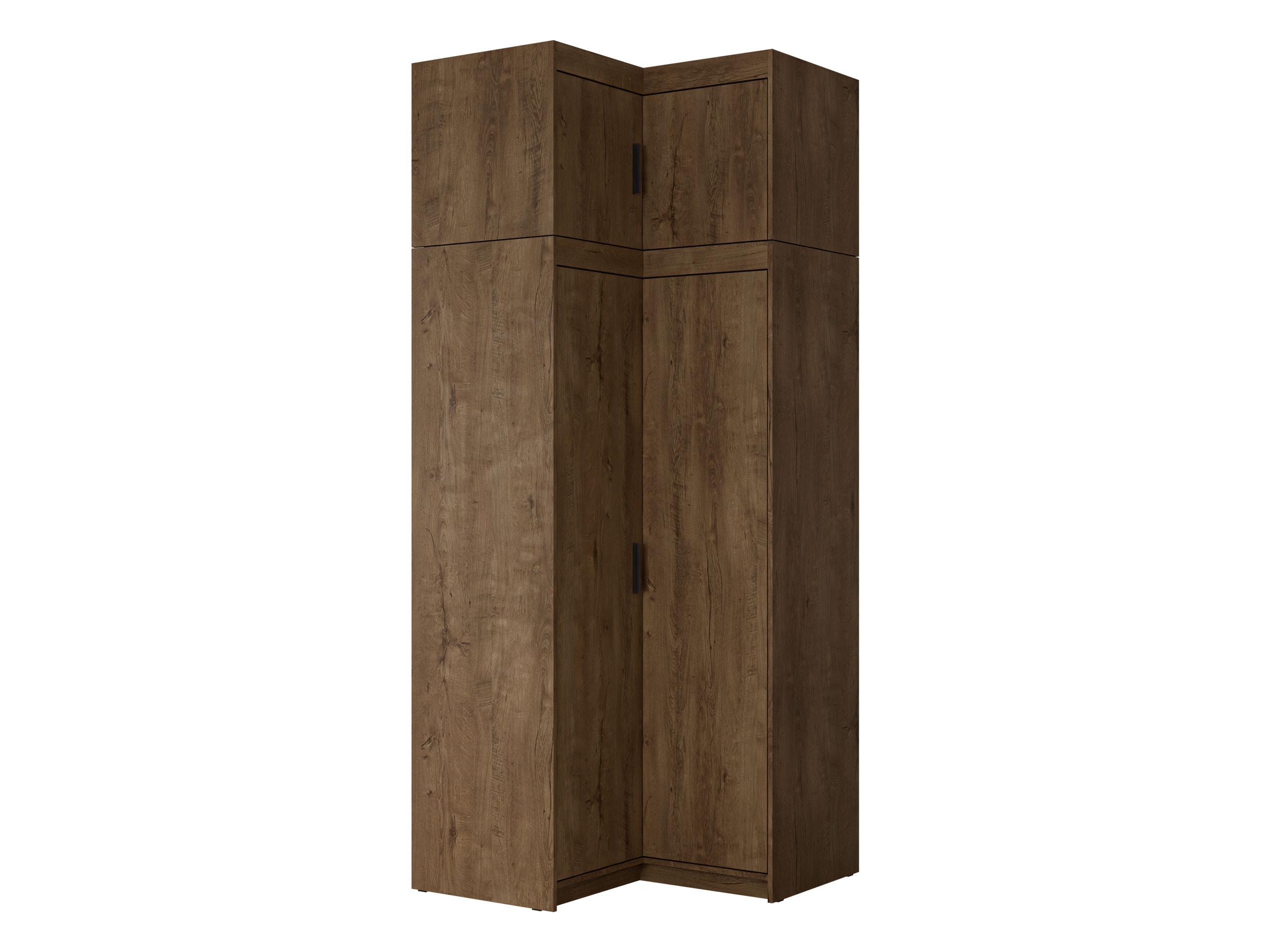 ECKKLEIDERSCHRANK Elena 2D + Schrankaufsatz - Eichefarben/Schwarz, Holzwerkstoff/Kunststoff (98/246/98cm) - MIRJAN24