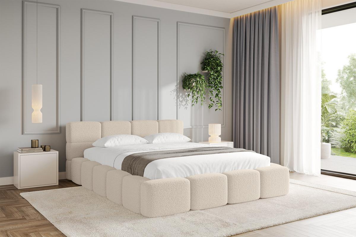 POLSTERBETT mit Bettkasten und Lattenrost, Bett mit Matratze H3/H4, Kopfteil, Boxbett, Doppelbett mit Stauraum - NATA-v1 140x200 Dunkelbeige - Hellbraun, Holzwerkstoff/Textil (140/200cm) - ALTDECOR