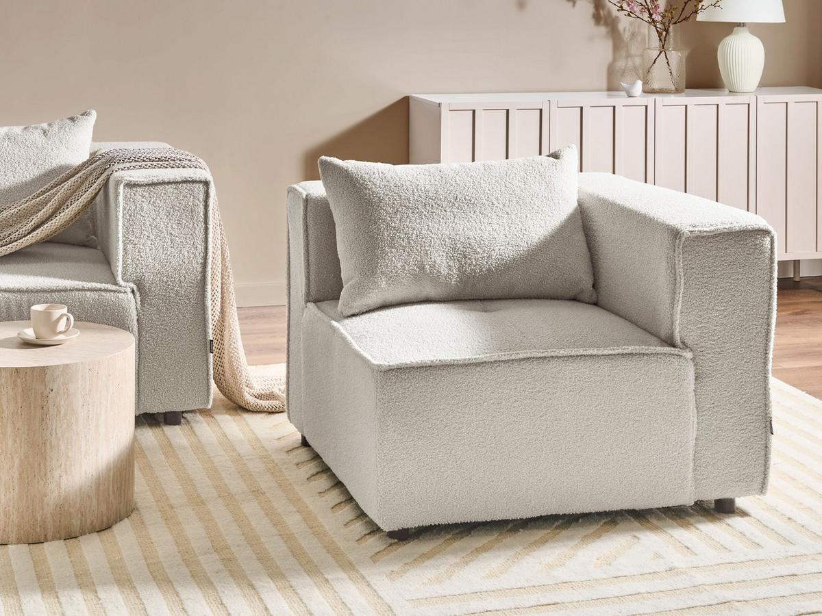 ECKMODUL Bouclé Cremeweiß Axebo - Creme, Textil (94/93/94cm) - Beliani