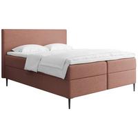 BOXBETT Alba Rise mit Bettkasten, Terrakotta Chenille 180x200 cm – inkl. H4 Taschenfederkern Matratze & Foam Topper - Terracotta/Schwarz, Holz/Textil (180/200cm) - WFL GROUP