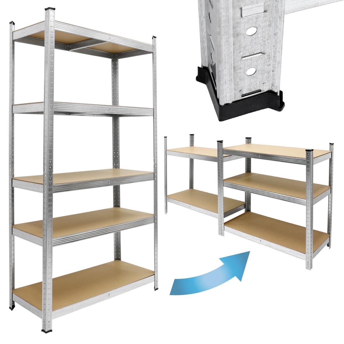 LAGERREGAL 3er Set - Silberfarben, Metall (40/180/90cm) - ECD-Germany