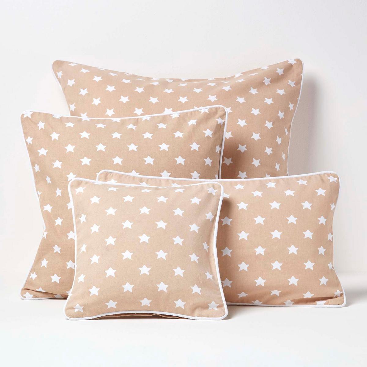 KISSENHÜLLE Sterne 60/60 cm, 100% Baumwolle - Beige, Textil (60/60cm) - Homescapes