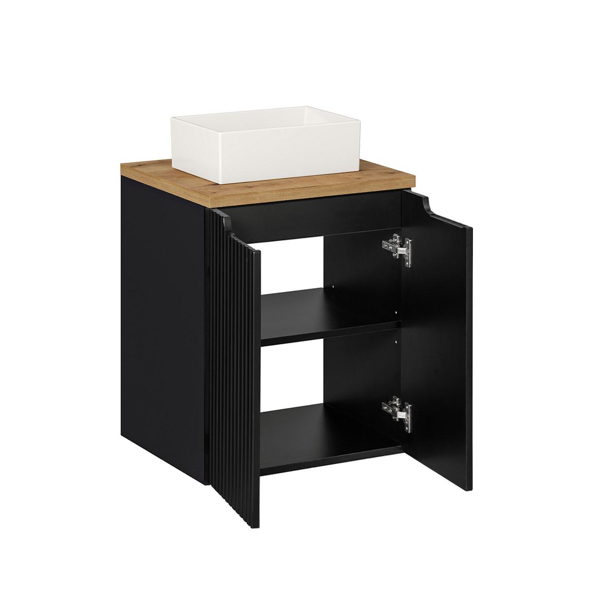 WASCHTISCH 50cm Riva Schwarz und Holz - Schwarz, Holzwerkstoff (50/57/40cm) - Petits-meubles