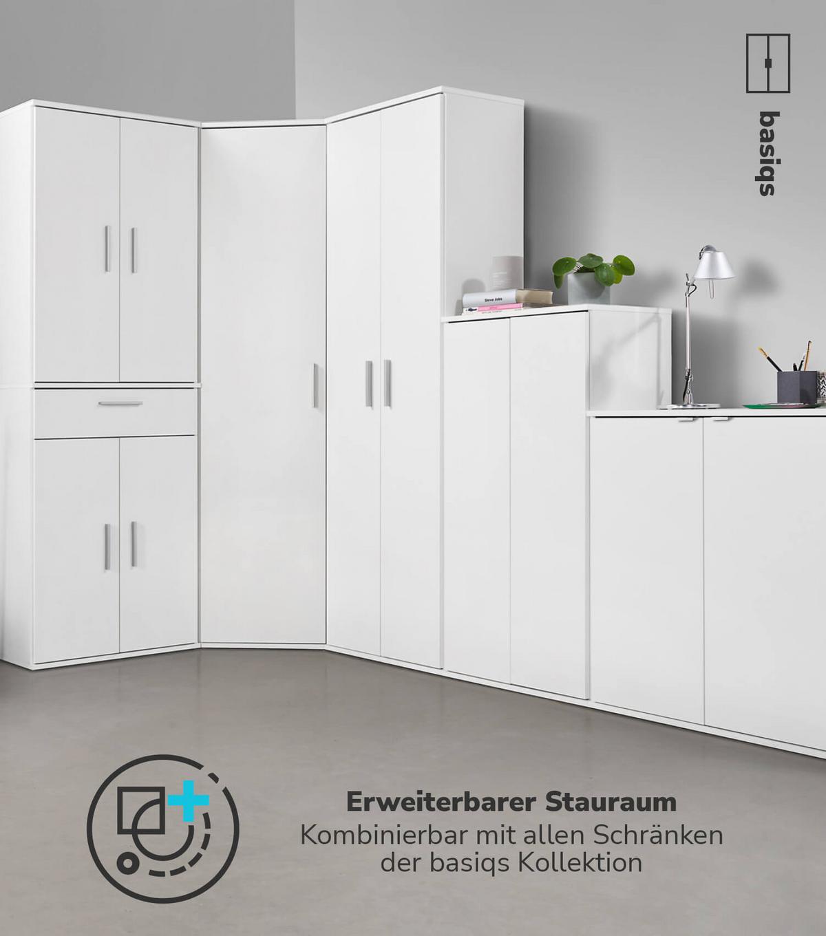 MEHRZWECKSCHRANK Der Praktische - Weiß, Holzwerkstoff (60/180/34cm) - Mokebo