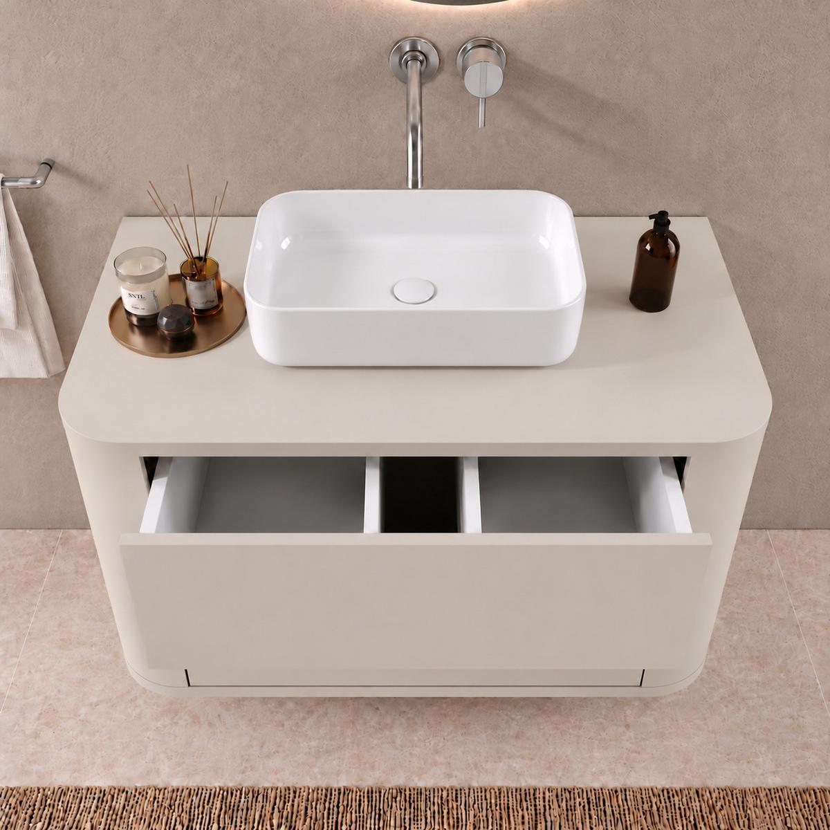 WASCHBECKENUNTERSCHRANK Como 2 Schubladen Cashmere - 80 x 46 x 46 cm - Kaschmir, Holz (80/46/46cm) - Badplaats