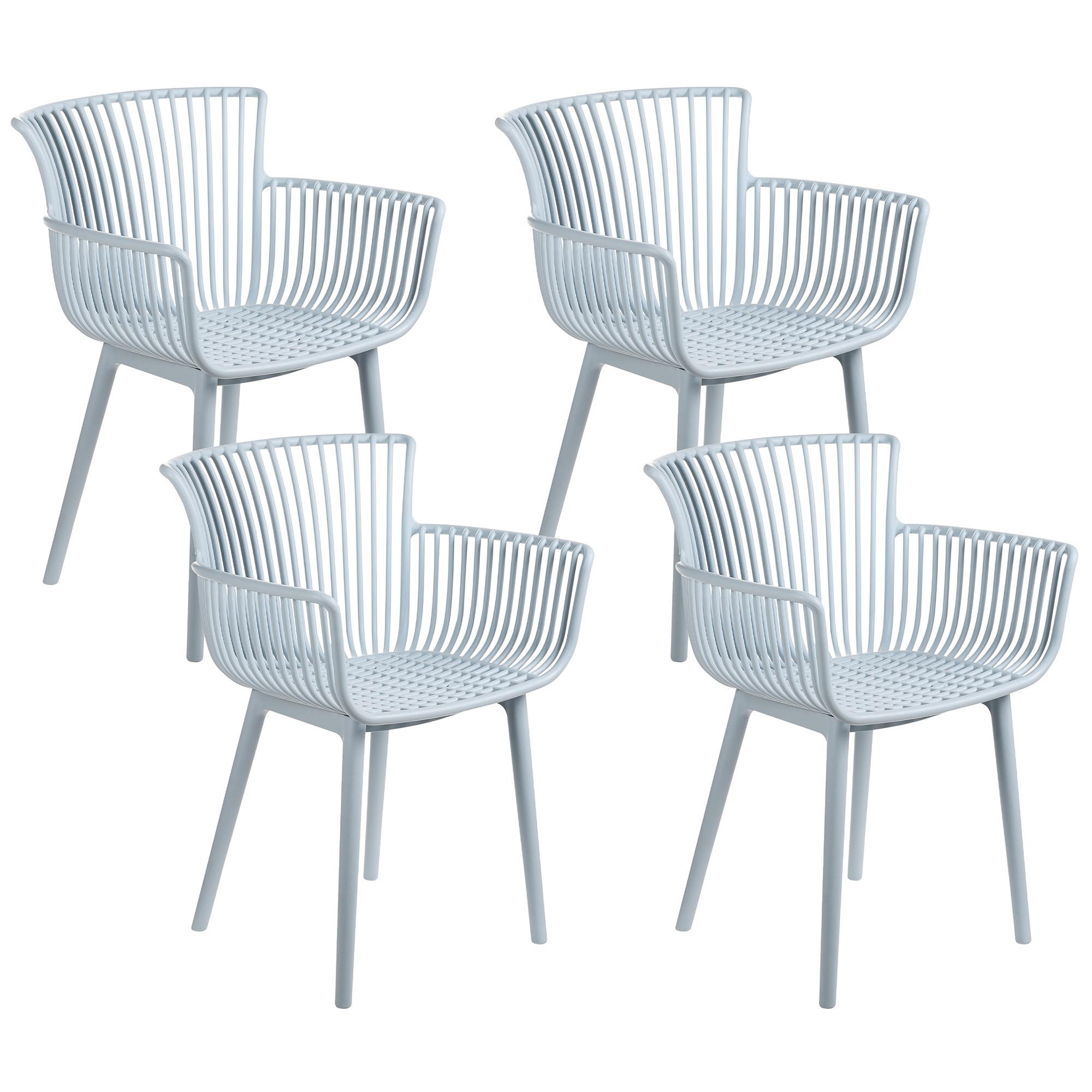 GARTENSTUHL 4er-Set Hellblau Pesaro - Blau, Kunststoff (58/84/45cm) - Beliani
