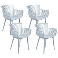 GARTENSTUHL 4er-Set Hellblau Pesaro - Blau, Kunststoff (58/84/45cm) - Beliani