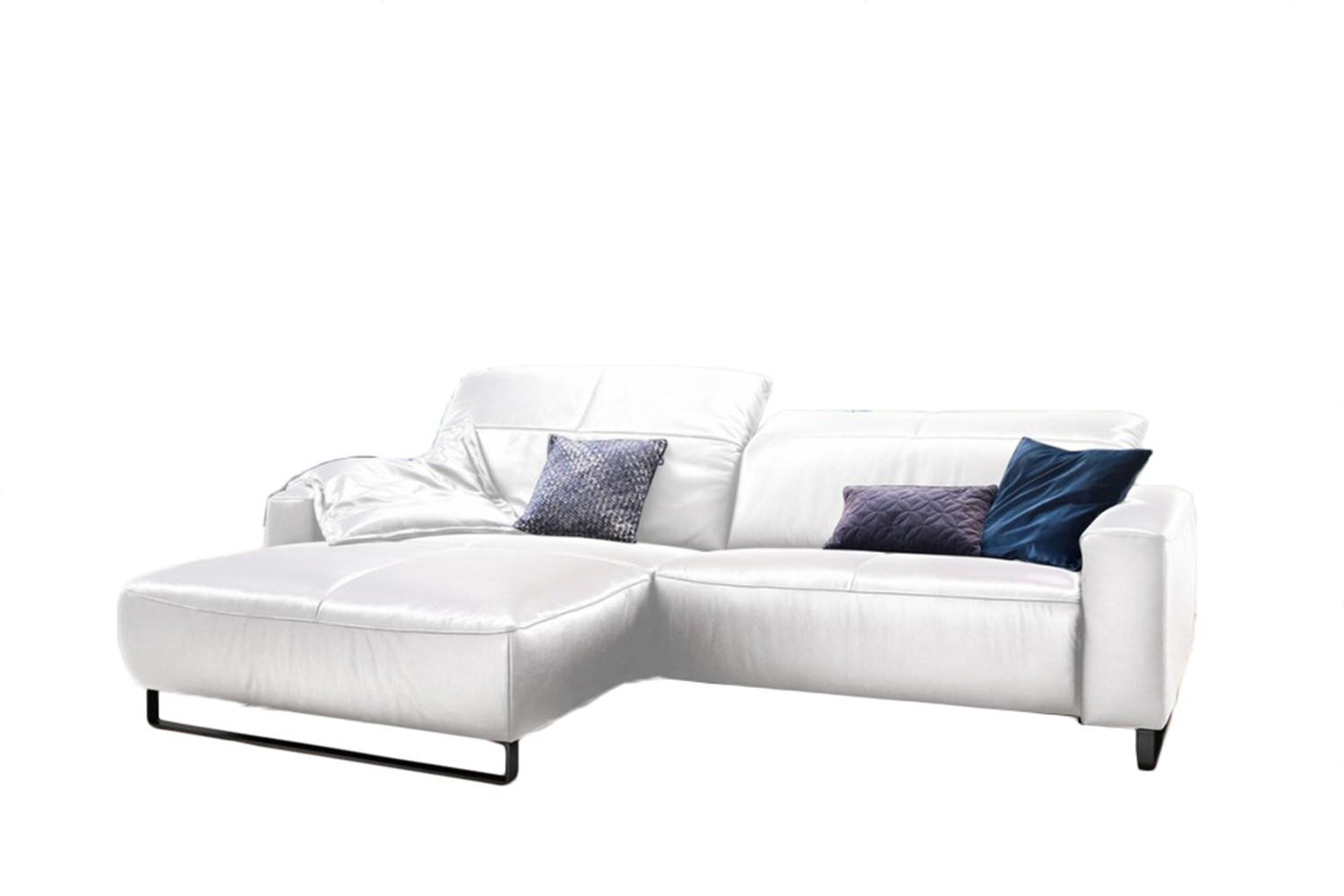 ECKSOFA YORK Weiß Leder - Schwarz/Weiß, Leder (284/180cm) - KAWOLA