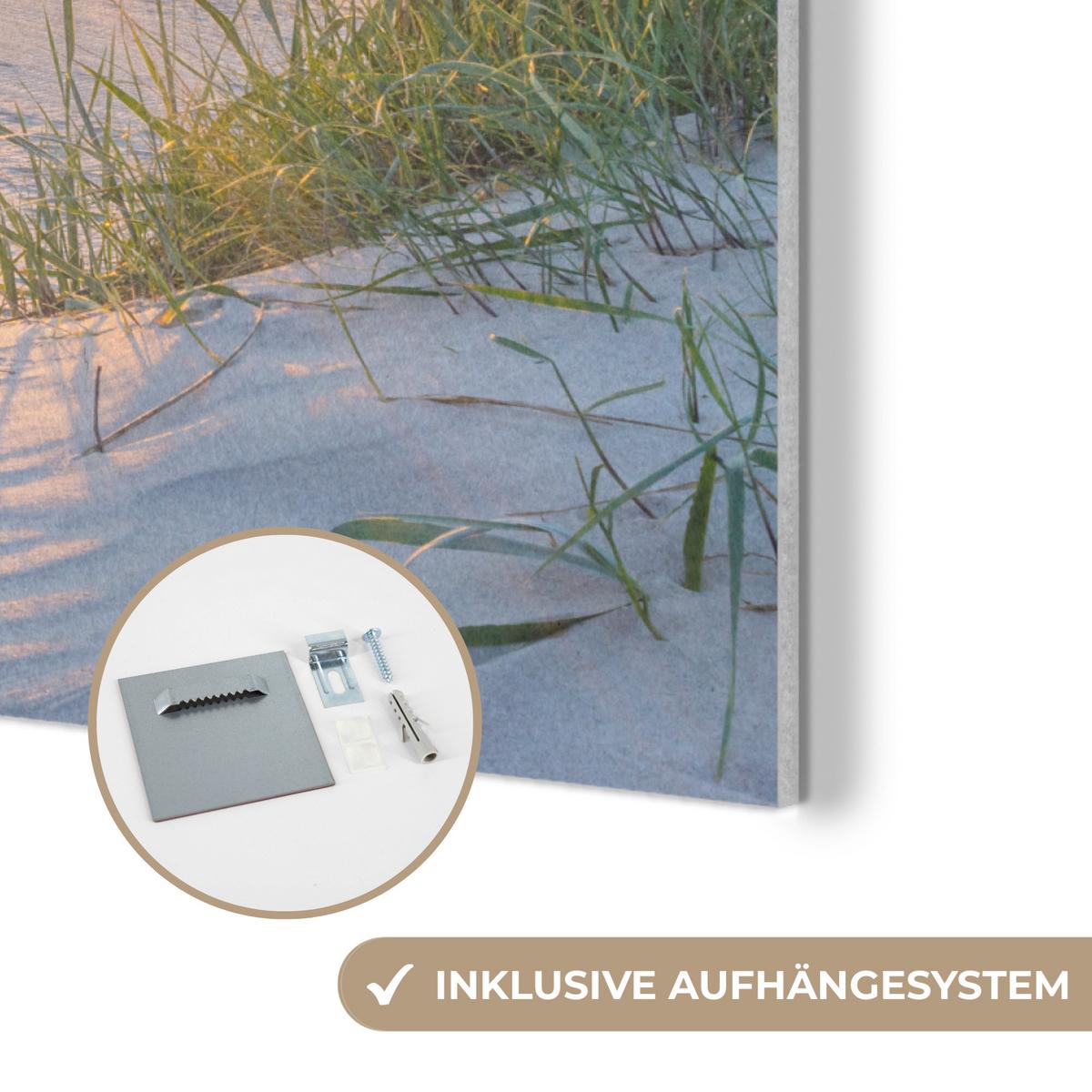 AKUSTIKBILD Strand - Sonne - Düne - Gras - Sand - Horizont Wanddeko 70x50 cm - Hellblau, Kunststoff (70/50/0.9cm) - MuchoWow