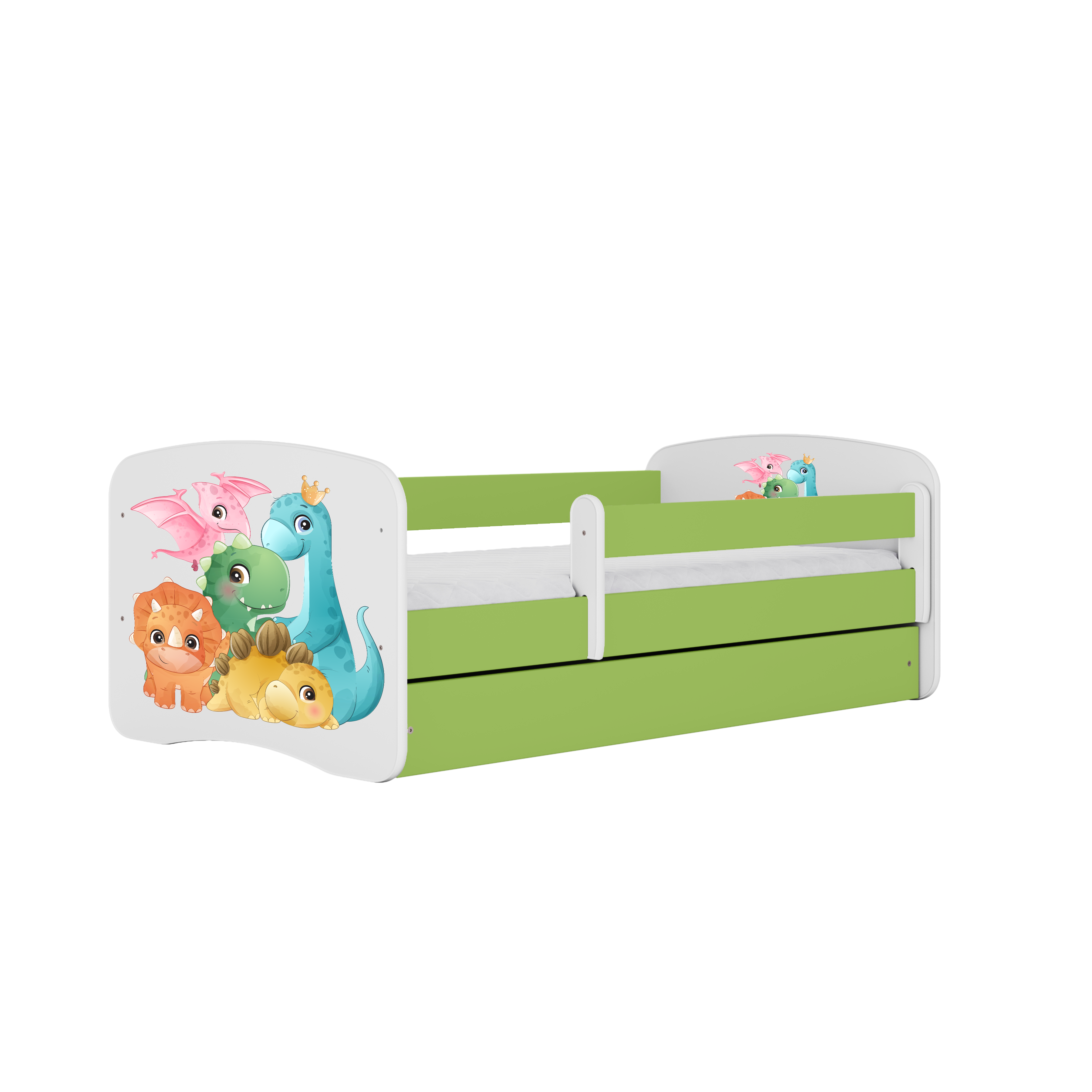 KINDERBETT Dino mit Schublade 140/70 80/61/144 - Grün, Holzwerkstoff (70/140cm) - RAUMHIRSCH FURNITURE