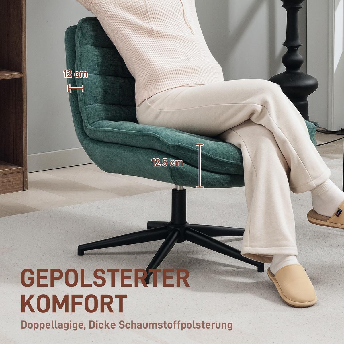 BÜROSTUHL Polyester Schaumstoff Dunkelgrün - Dunkelgrün, Kunststoff (65.5/80/76cm) - HOMCOM
