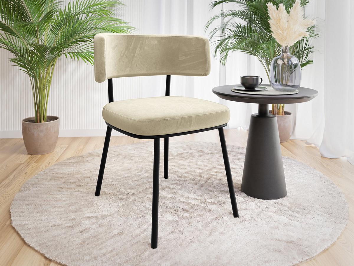 POLSTERSTUHL Iga - Schwarz/Naturfarben, Textil/Metall (58/75/57cm) - MIRJAN24