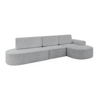 ECKSOFA mit Schlaffunktion Ottomane RECHTS MARI L2-S 368X167X85 Grau Cord - Alufarben/Schwarz, Holzwerkstoff/Kunststoff (167/368cm) - ALTDECOR