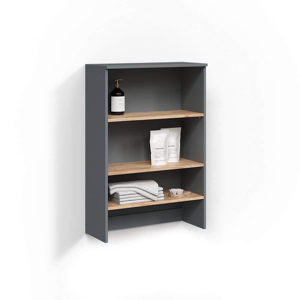 WASCHMASCHINENSCHRANK Paolina Anthrazit/Goldkraft Eiche 68 x 100.4 cm mit offenen Regalen - Honigeiche/Anthrazit, Holzwerkstoff (68/100.4/29cm) - Livinity®